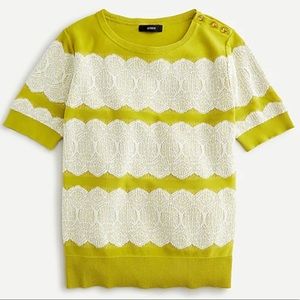 Short sleeve sweater with lace stripe